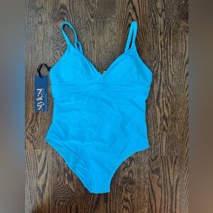 NWT Stylest Dreamsculpt Push-Up Plunge Blue Swimsuit